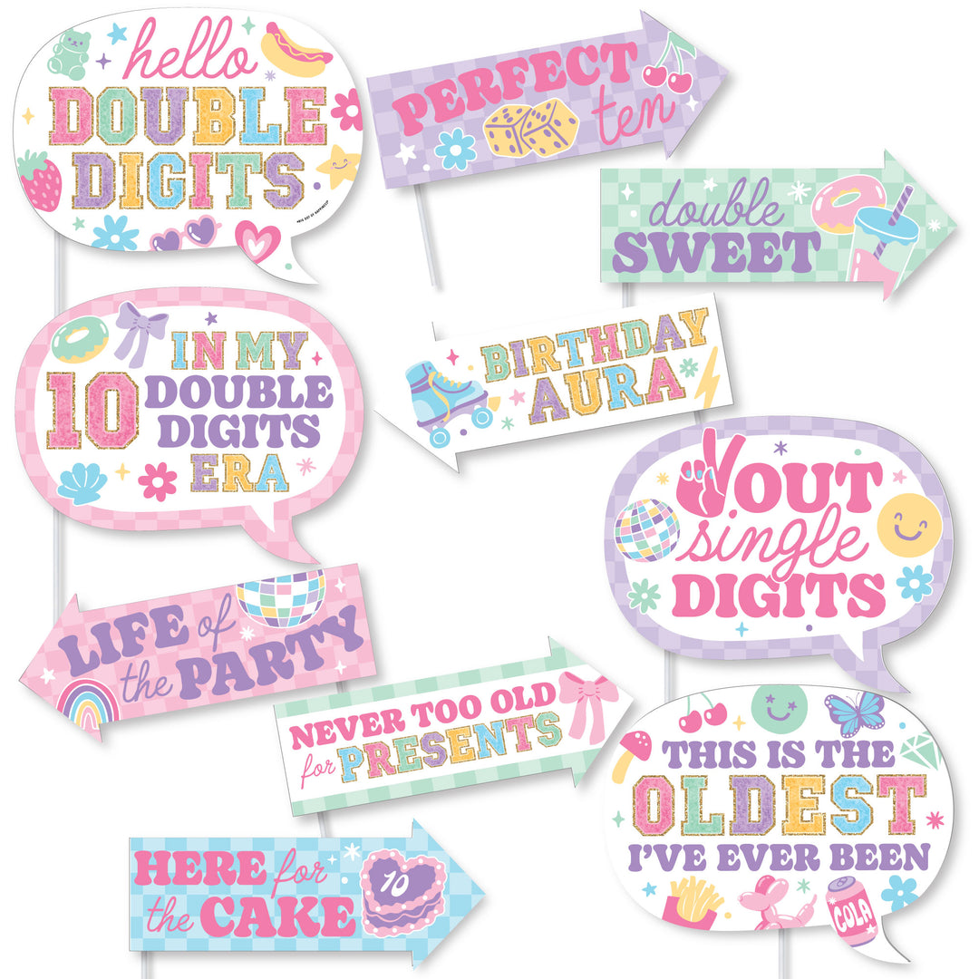 10th birthday photo booth props pastel party kit