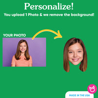 Close-up personalized face cutout topper detail