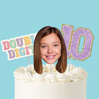 Custom face 10th birthday cake topper set