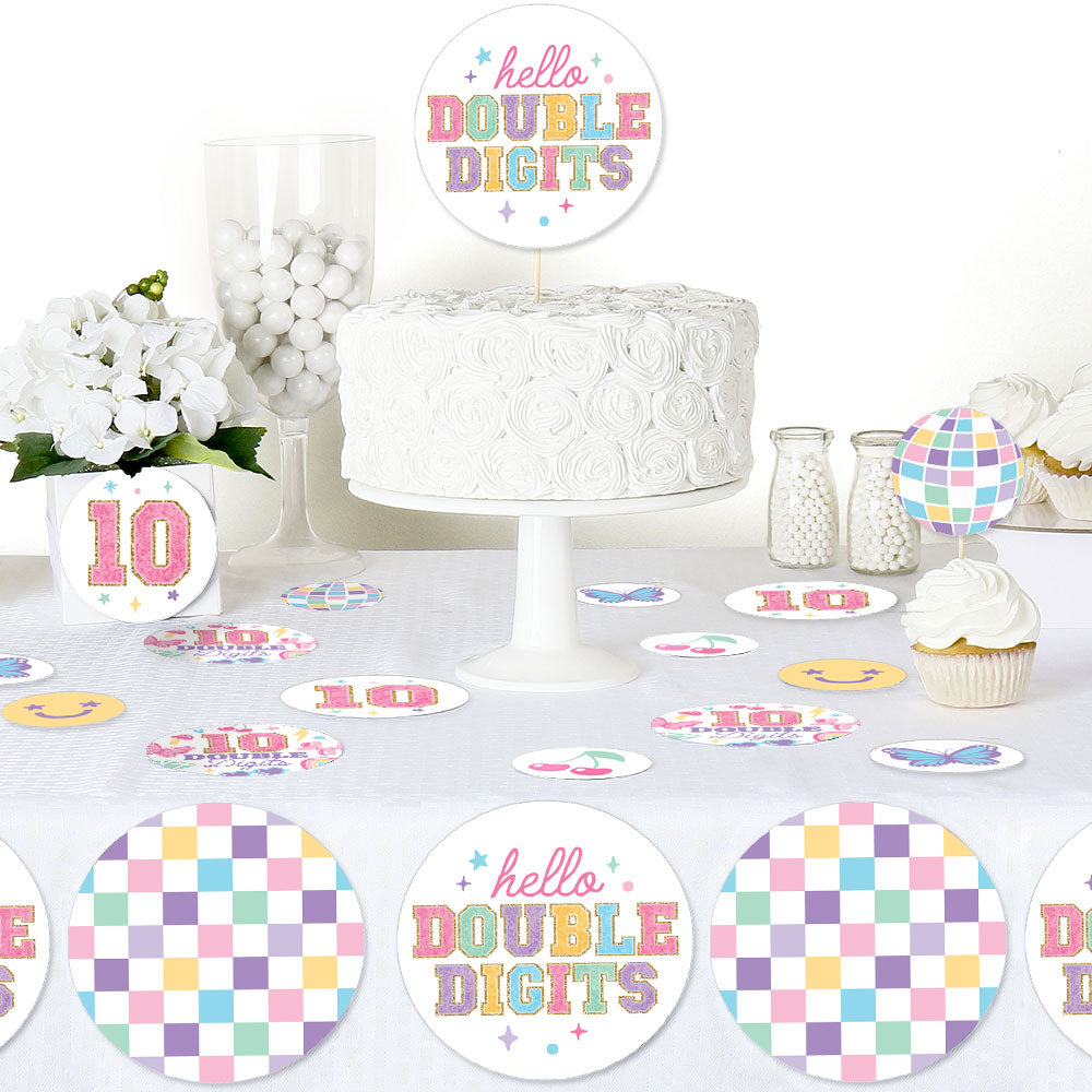 Assorted sizes confetti set 27 pieces layout