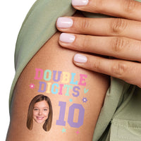 Custom face 10th birthday temporary tattoos personalized design