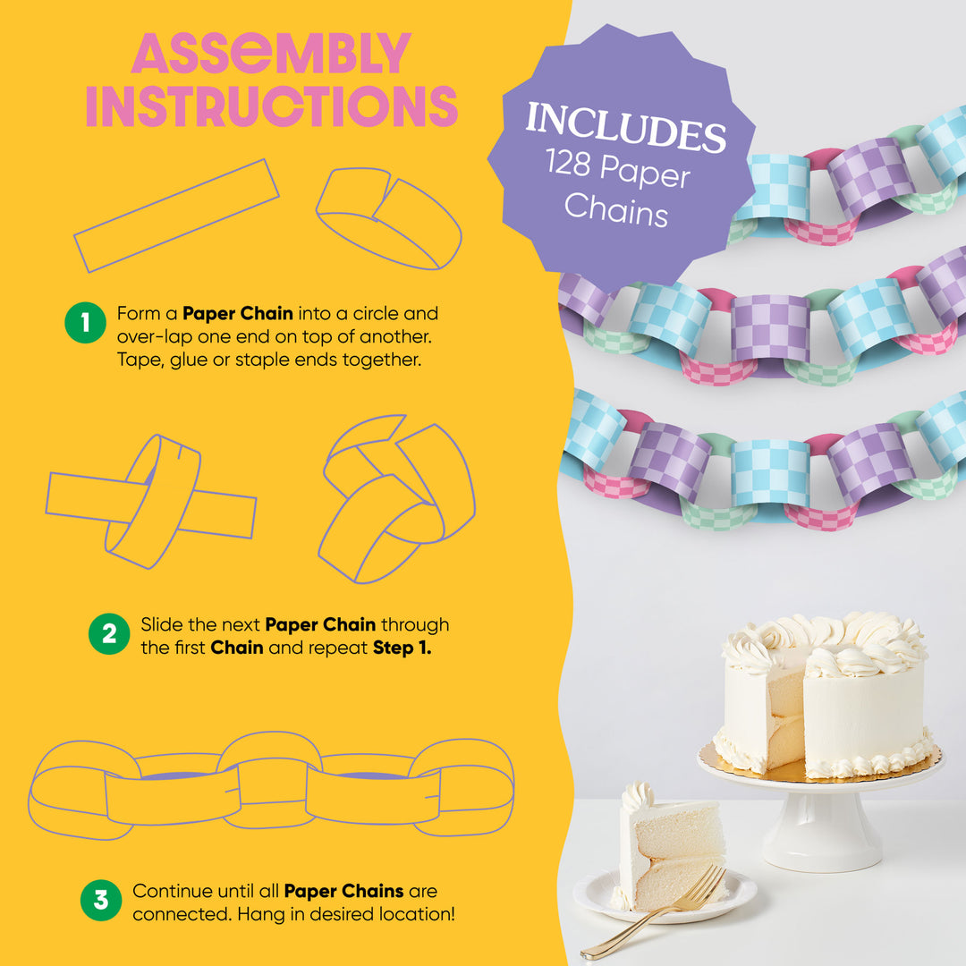 Preppy 10th Birthday Girl DIY Paper Chains - 128 Pc