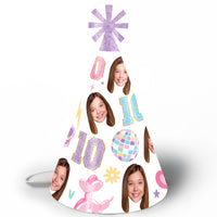 Custom face 10th birthday cone party hats