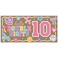 Preppy 10th birthday kraft paper banner backdrop decoration