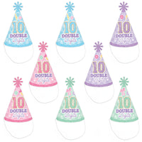 Set of 8 cone hats flat and assembled