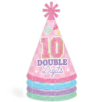 Preppy 10th birthday cone party hats pastel design