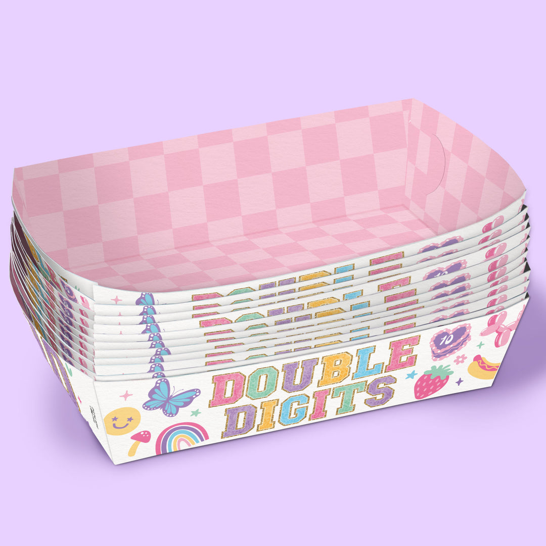 Set of 12 food trays stacked assembled