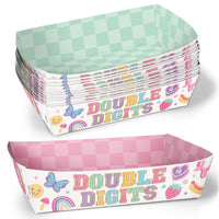 Preppy 10th birthday paper food trays pastel serving boats
