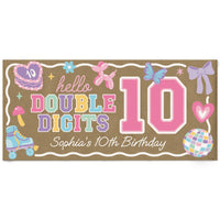 Personalized preppy 10th birthday kraft banner custom text