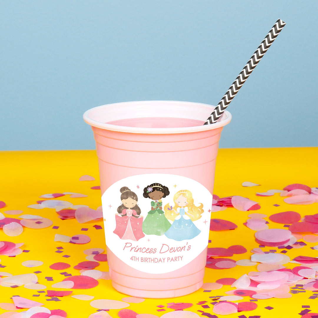 Custom Text Party Cups - Princess - 16 Ct