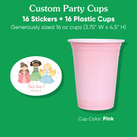 Custom Text Party Cups - Princess - 16 Ct