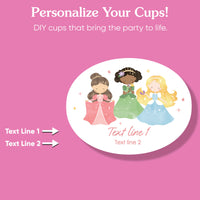 Custom Text Party Cups - Princess - 16 Ct