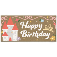 Princess happy birthday kraft paper banner royal theme