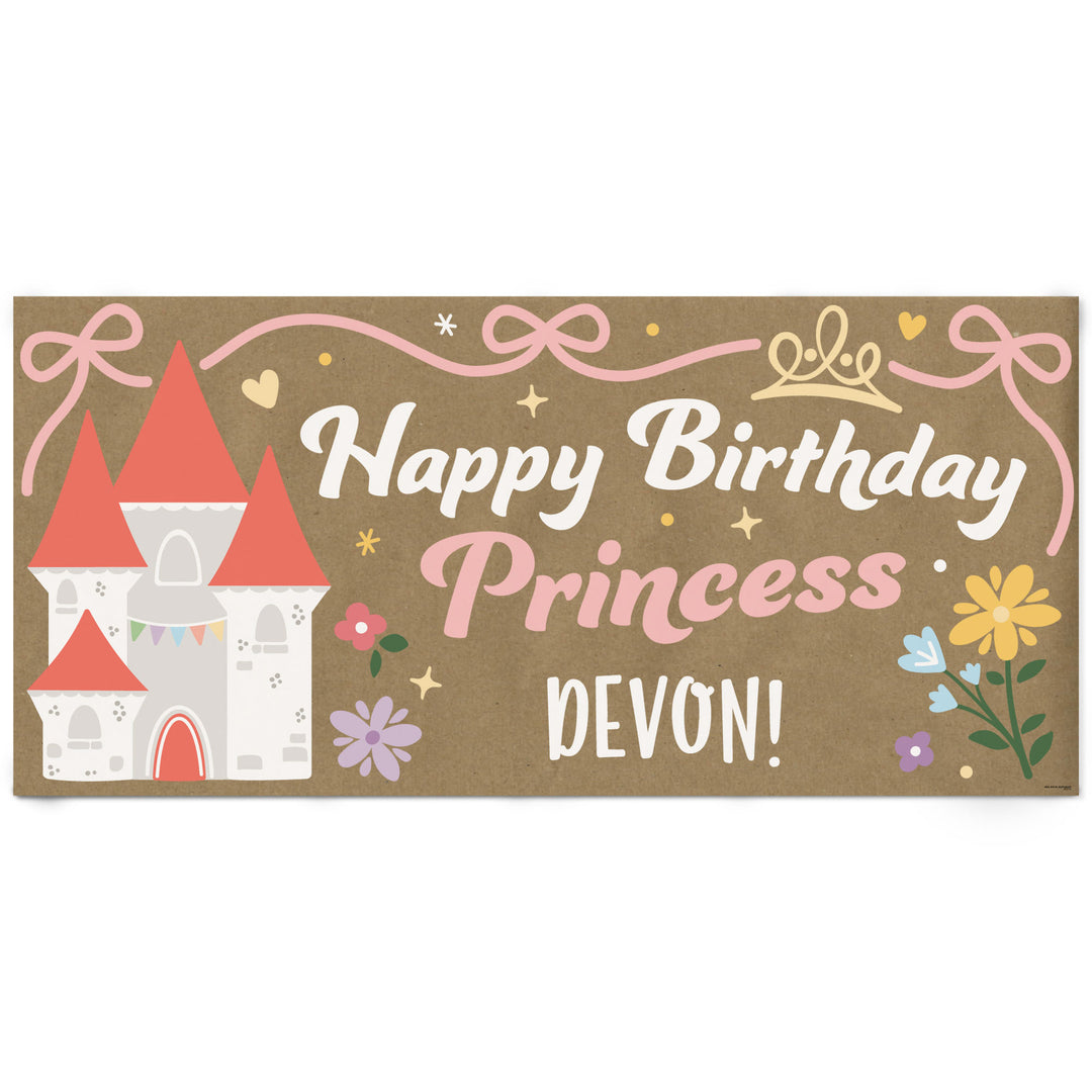 Personalized Princess Happy Birthday kraft paper banner
