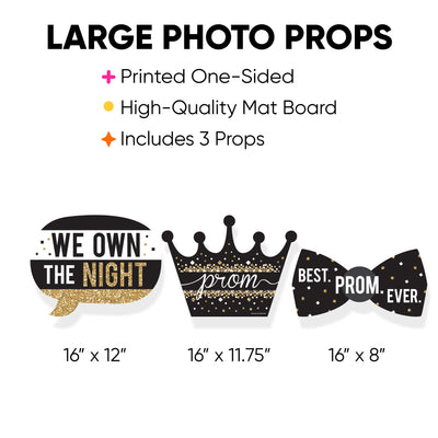 Prom - Talk Bubble, Crown, and Tie Decorations - Prom Night Party Large Photo Props - 3 Pc