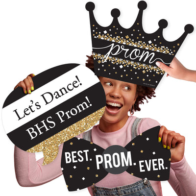 Custom Prom - Talk Bubble, Crown, and Tie Decorations - Prom Night Party Large Photo Props - 3 Pc