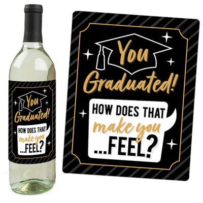 Psychology Grad - Psychologist Graduation Party Decorations for Women and Men - Wine Bottle Label Stickers - Set of 4