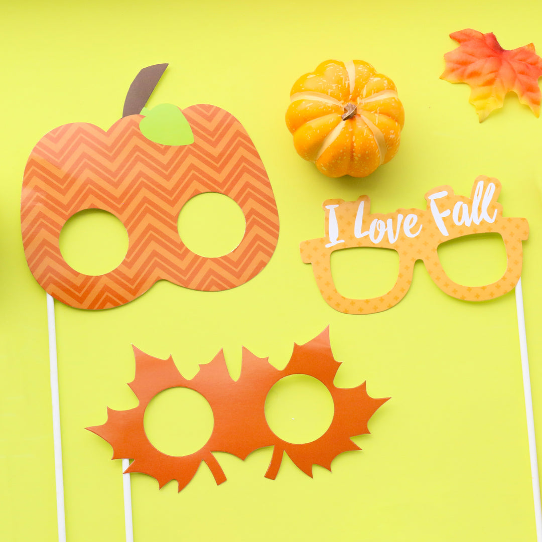 Pumpkin Patch Glasses and Masks - Paper Card Stock Fall, Halloween or Thanksgiving Party Photo Booth Props Kit - 10 Count
