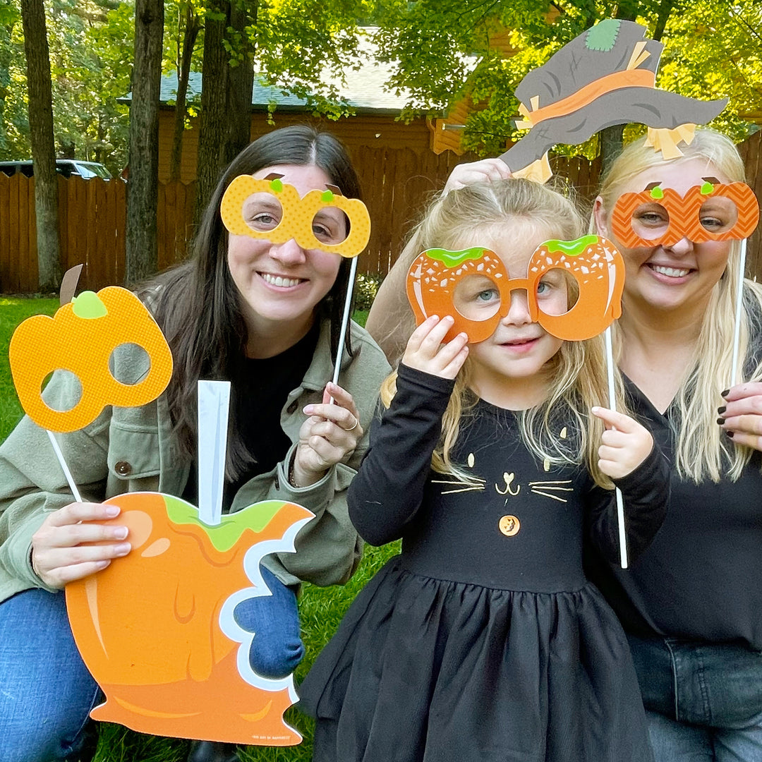 Pumpkin Patch Glasses and Masks - Paper Card Stock Fall, Halloween or Thanksgiving Party Photo Booth Props Kit - 10 Count