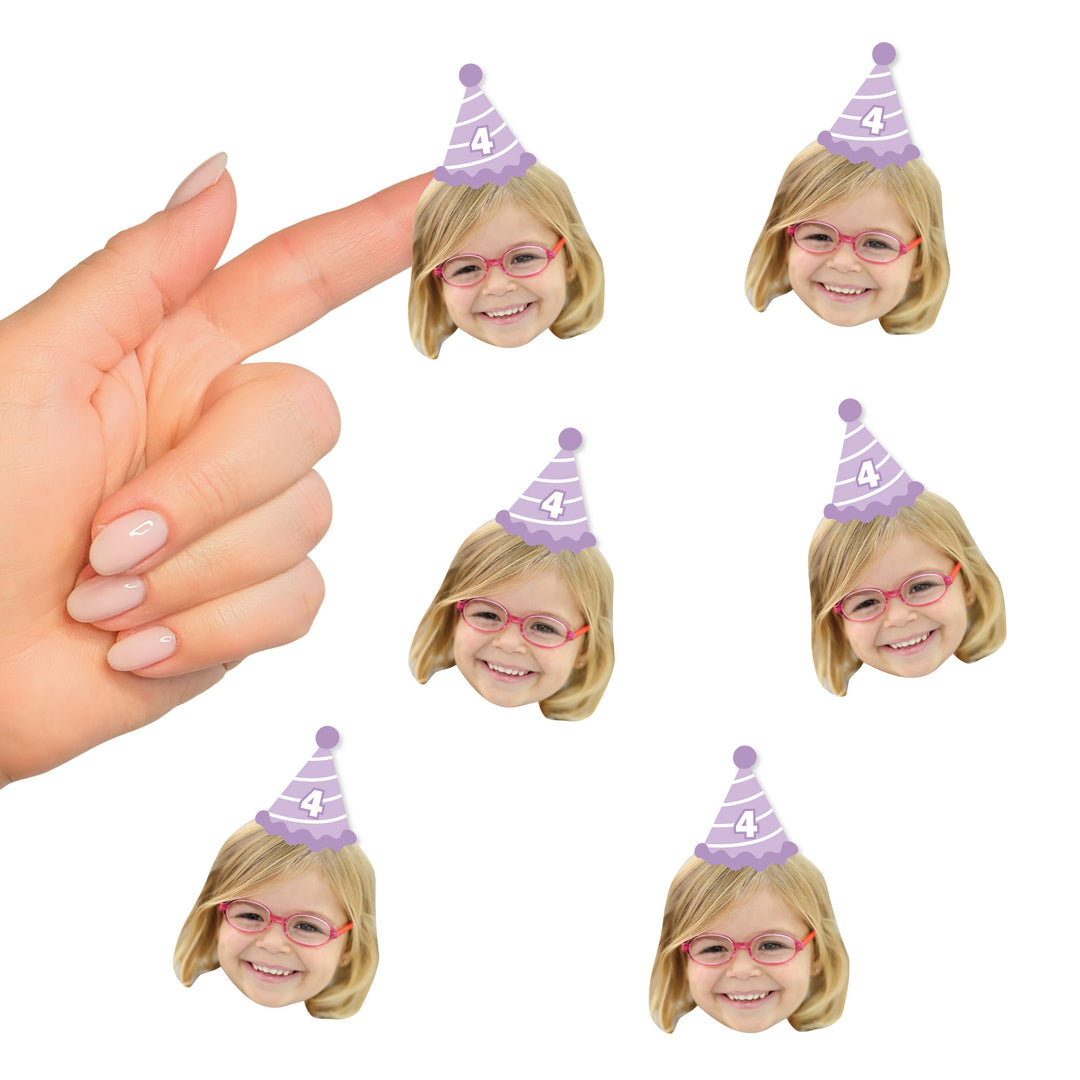 Custom Face Stickers - Birthday Hat - 24 Ct