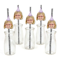 Custom Face Straw Decor - Birthday Hat - 24 Ct