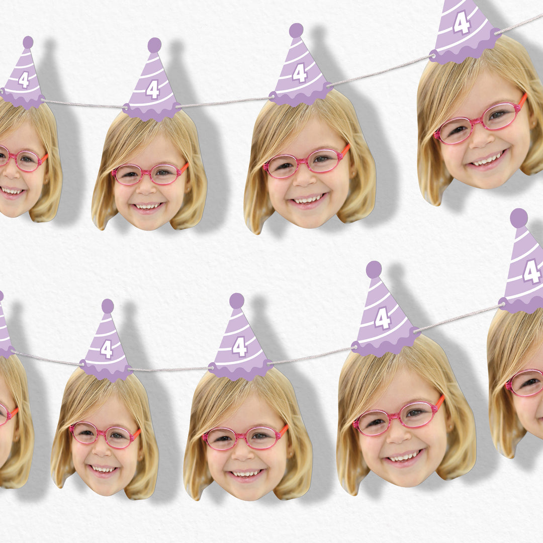 Custom Face Birthday Hat Garland Banner