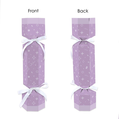 Purple Confetti Stars - No Snap Simple Party Table Favors - DIY Cracker Boxes - Set of 12