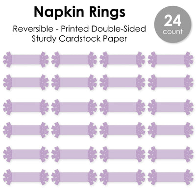 Purple Confetti Stars - Simple Party Paper Napkin Holder - Napkin Rings - Set of 24