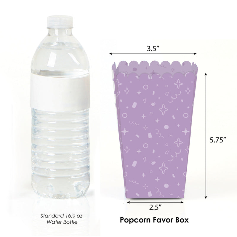 Purple Confetti Stars - Simple Party Favor Popcorn Treat Boxes - Set of 12