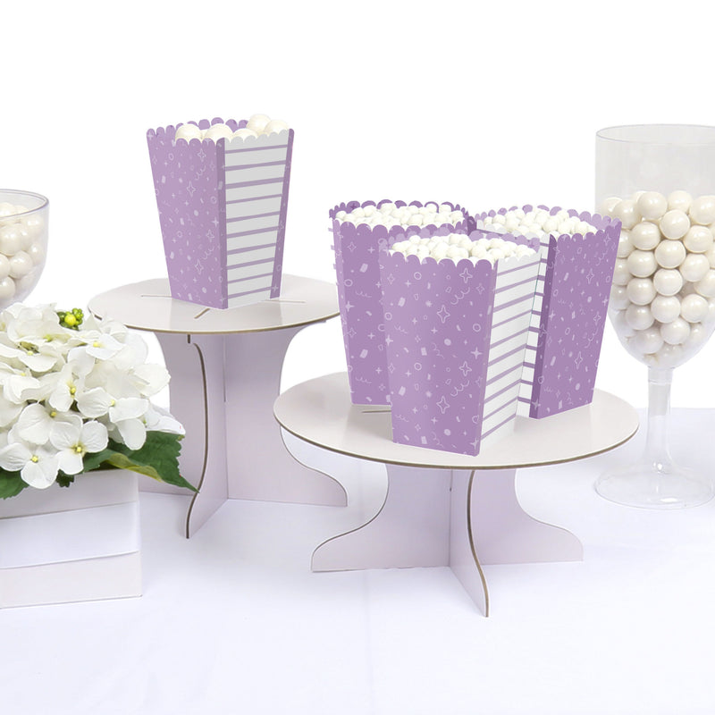 Purple Confetti Stars - Simple Party Favor Popcorn Treat Boxes - Set of 12