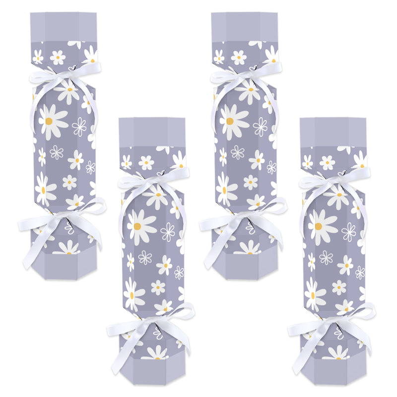 Purple Daisy Flowers - No Snap Floral Party Table Favors - DIY Cracker Boxes - Set of 12