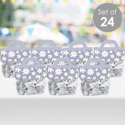 Purple Daisy Flowers - DIY Floral Party Clear Goodie Favor Bag Labels - Candy Bags with Toppers - Set of 24
