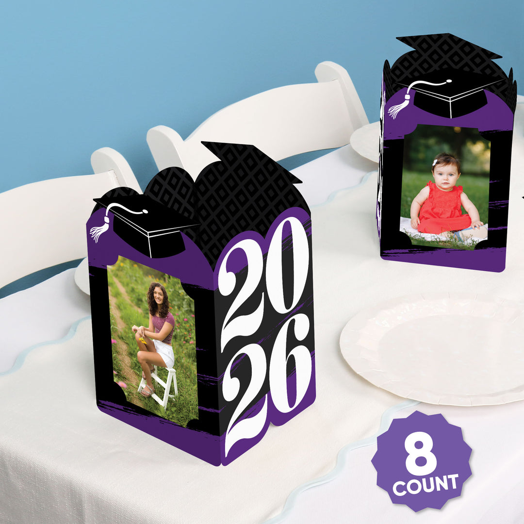 Set of 8 purple graduation photo holder centerpieces included
