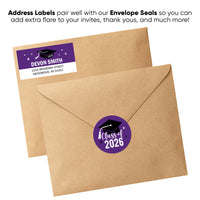 Custom Text Purple Graduation Return Address Labels - 120 Ct