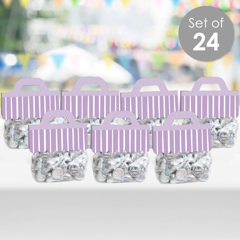 Purple Stripes - DIY Simple Party Clear Goodie Favor Bag Labels - Candy Bags with Toppers - Set of 24