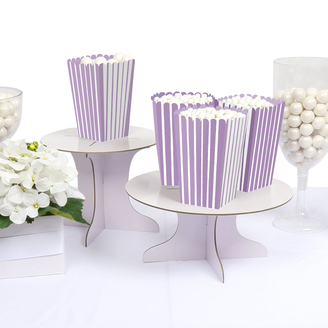 Purple Stripes - Simple Party Favor Popcorn Treat Boxes - Set of 12