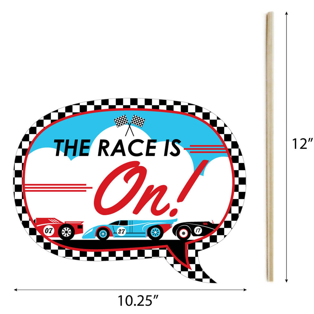 Let's Go Racing - Racecar - Race Car Birthday Party or Baby Shower Photo Booth Props Kit - 20 Count