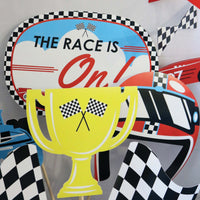 Let's Go Racing - Racecar - Race Car Birthday Party or Baby Shower Photo Booth Props Kit - 20 Count