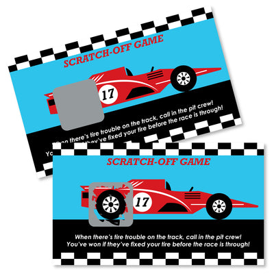Let's Go Racing - Racecar - Race Car Birthday Party or Baby Shower Scratch Off Cards - 22 Cards