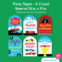 Race Car Party Signs Set - 6 Ct