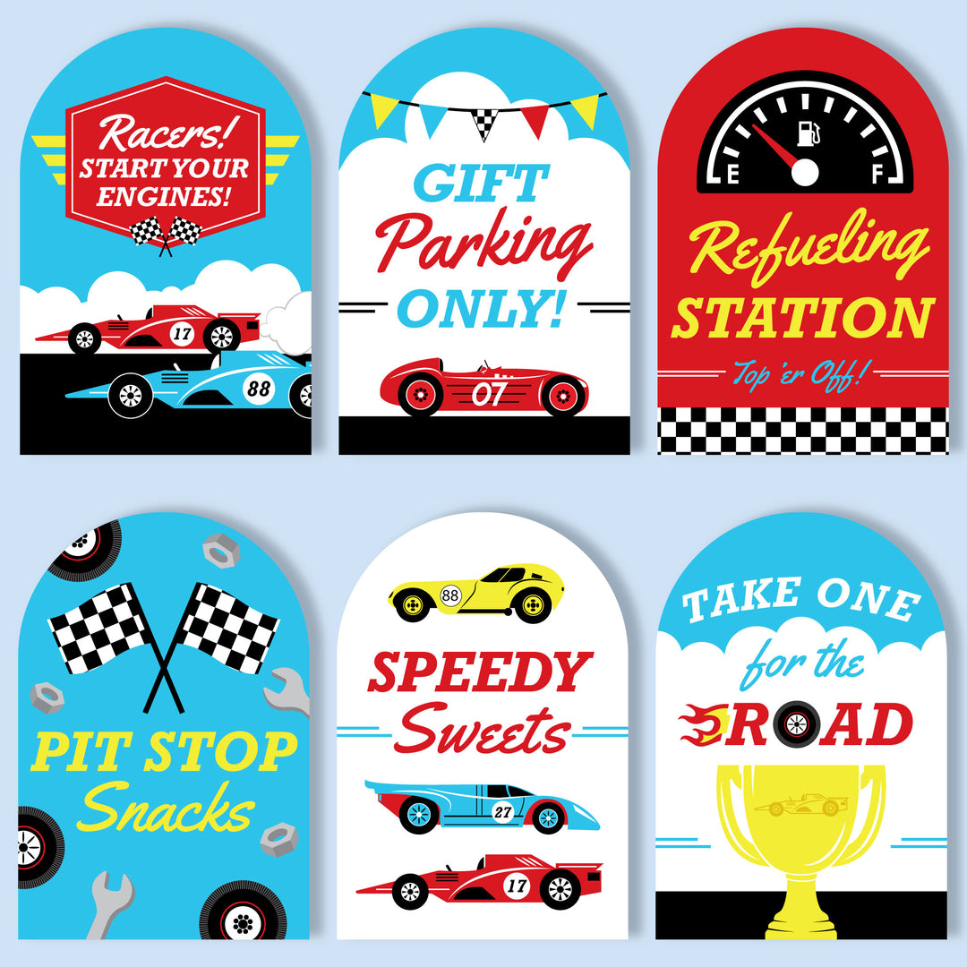 Race Car Party Signs Set - 6 Ct