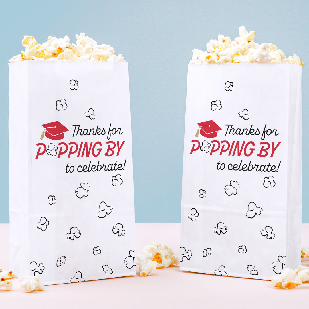 Red Graduation Popcorn Bags 25ct treat bags