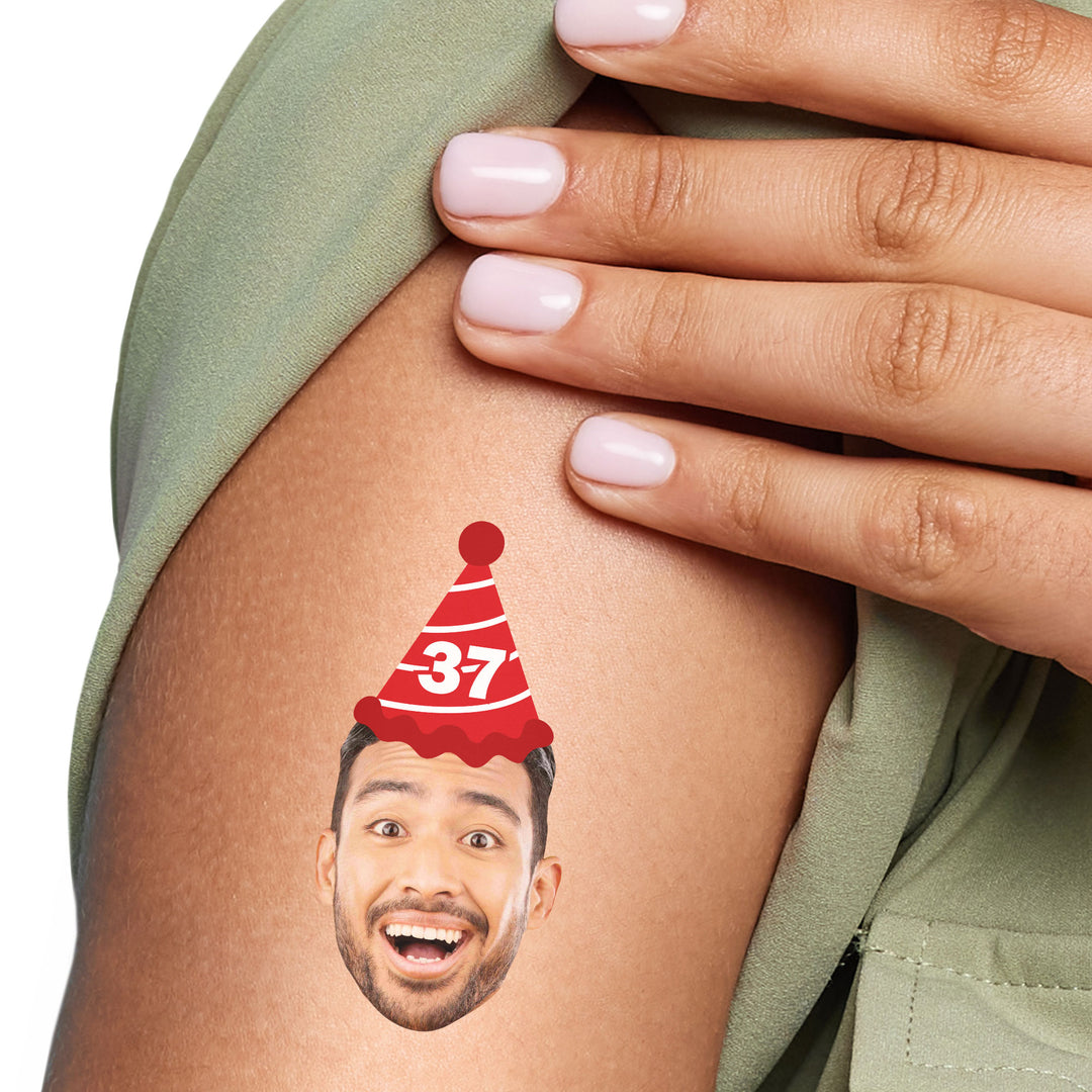 Custom Party Hat Temporary Tattoos - 12 Ct