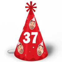 Custom Face & Age Birthday Cone Hat - 8 Ct