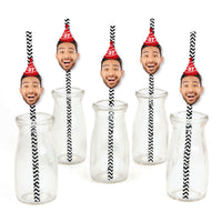 Custom Face Straw Decor - Birthday Hat - 24 Ct