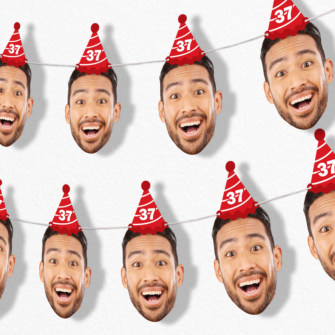 Custom Face Birthday Hat Garland Banner
