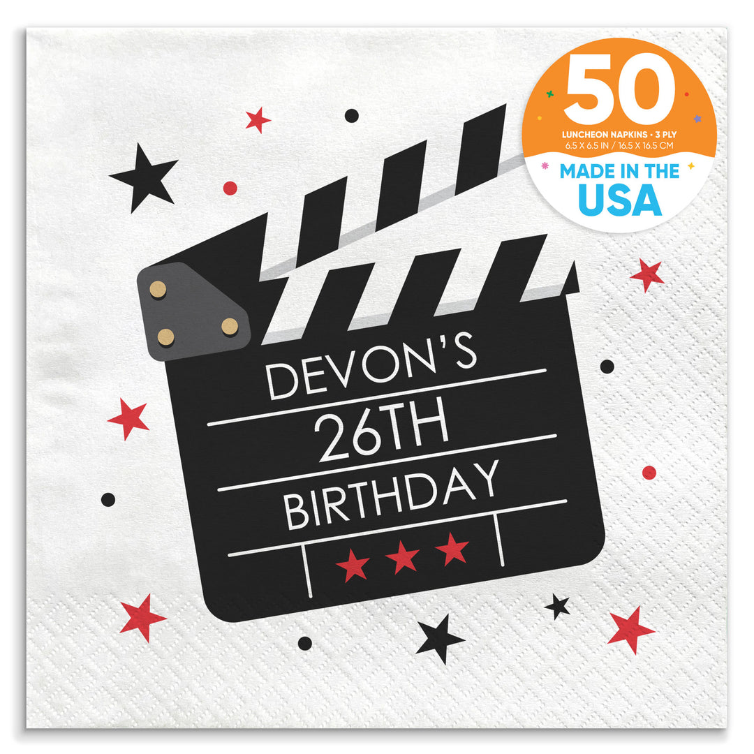 Custom Text Napkins - Movie Night