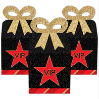 Red Carpet - Square Favor Gift Boxes - Movie Night Party Bow Boxes - Set of 12