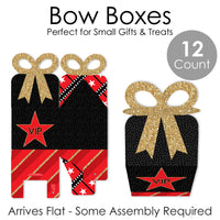 Red Carpet - Square Favor Gift Boxes - Movie Night Party Bow Boxes - Set of 12