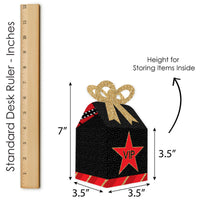 Red Carpet - Square Favor Gift Boxes - Movie Night Party Bow Boxes - Set of 12